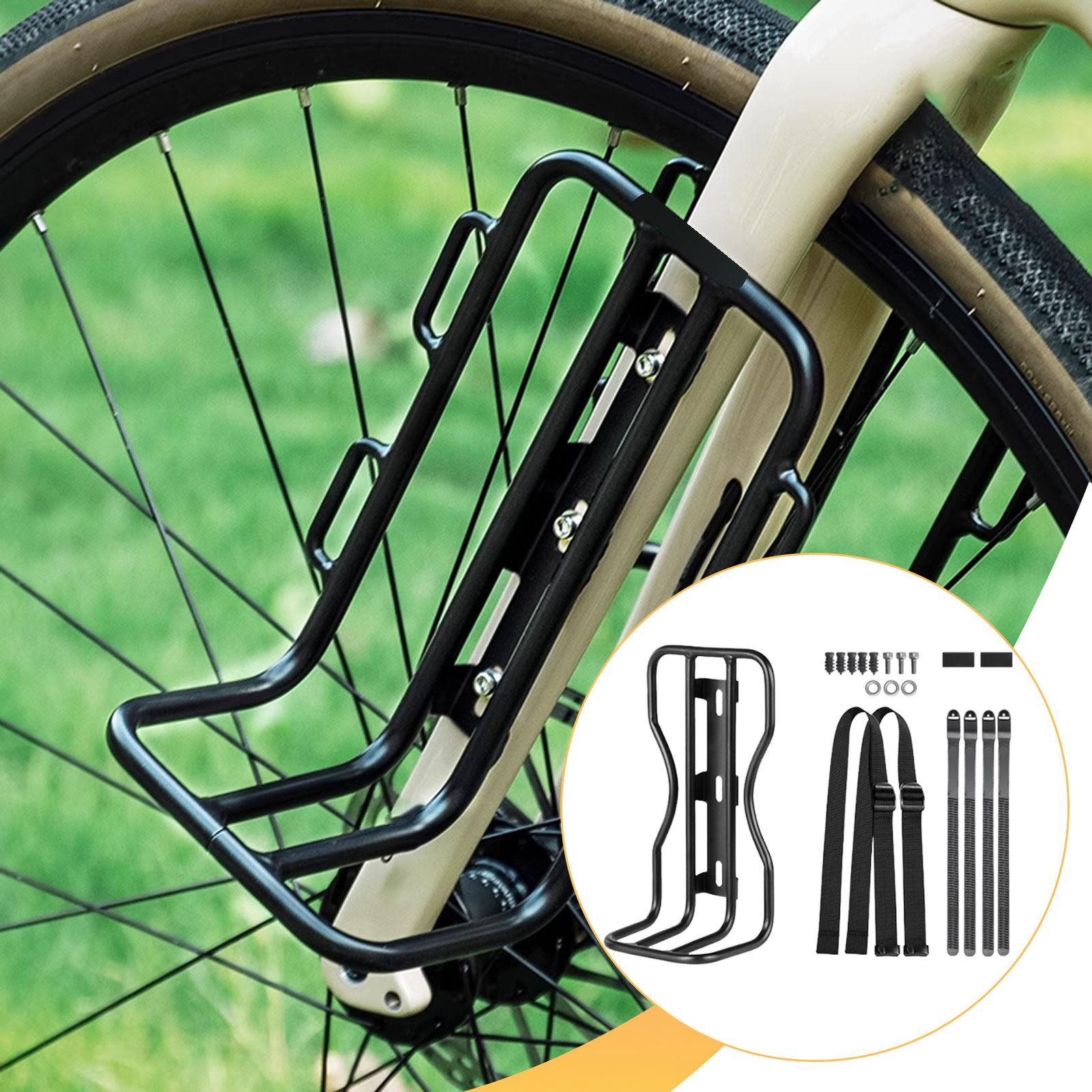 

Stable Bike Front Fork Rack with Adjustable Straps Bicycle Luggage Holder for Outdoor Riding Support чорний