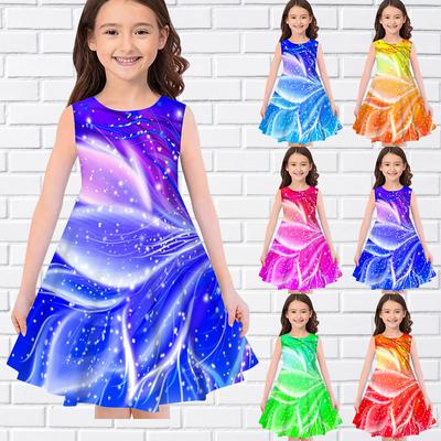 Dziewczęce sukienki z zakrzywionymi paskami 3D Kids Girl Party bez rękawów Princess Dress Tank dla dziewczynki powyżej czterech lat