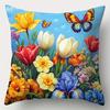 4Pcs Spring Bloom Style Pillow Covers, Colorful Garden Flowers & Butterfly Print Cushion Cases, Cozy Home Decor For Bedroom
