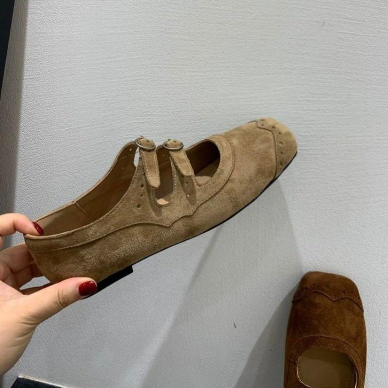 Retro Brown Square Head Mary Jane Shoes Ballet Shoes Women's New Light Mouth Single Shoes Women's Shoes
