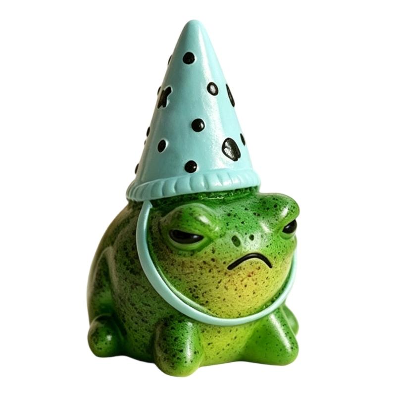 Whimsical Frogs Sculpture Decors With Colorful Party Hat Resin Animal Figure For Garden Yard Lawn Desk Or Gift Giving