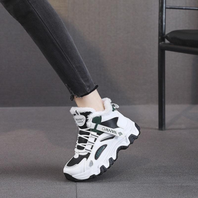 Women Shoes Winter Plush Warm Cotton Shoes Fashion Platform Sneakers Autumn Winter Women's Casual Shoes Winter Warm Fur Footwear