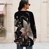 Women Plus Size Abstract Geometric Print Long Sleeve Crew Neck Loose Irregular Hem Casual Daily Tunic Blouse