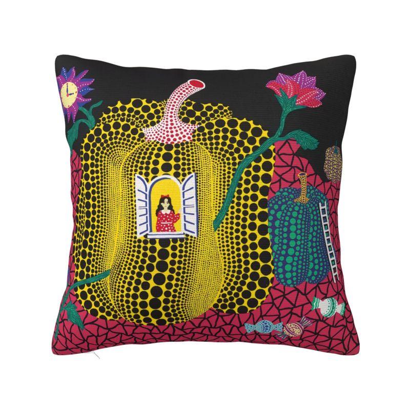 Luxury Yayoi Kusama Abstract Art Pumpkin Cushion Covers 45x45cm Velvet Pillow for Sofa Car Square Pillowcase Home Decorative