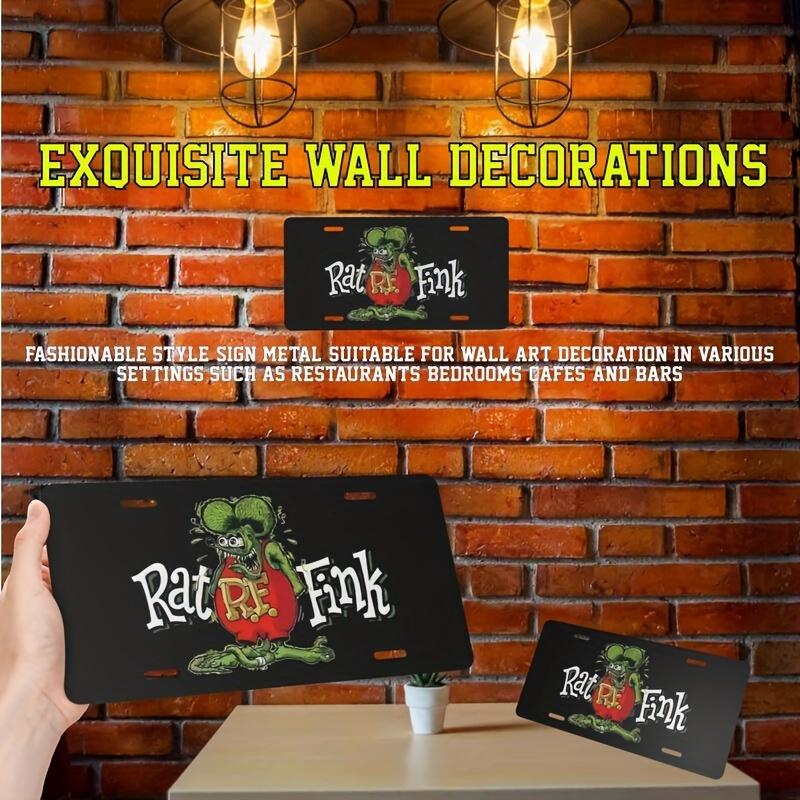 Rat Fink Design Aluminum License Plate Sign - Vintage, Waterproof & Easy to Install - for Home, Garage, Cafe, Restaurant, Bar W