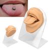 Modelo de lengua humana, silicona suave, soporte acrílico realista, modelo de boca para exhibición de joyería
