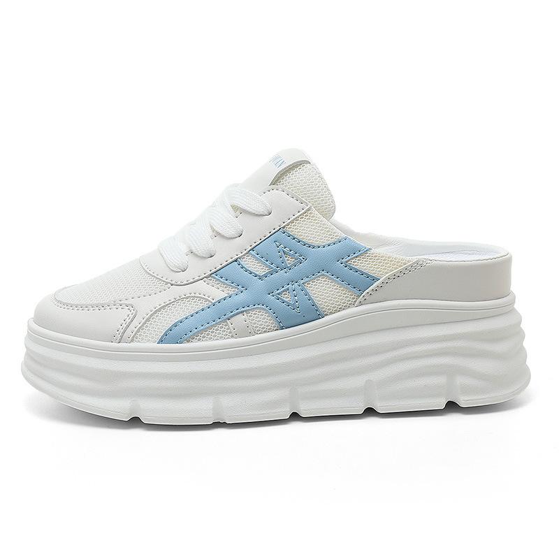 

W толстое дно увеличивающие сумку головные тапочки новые летние дышащие сетчатые повседневная обувь 34