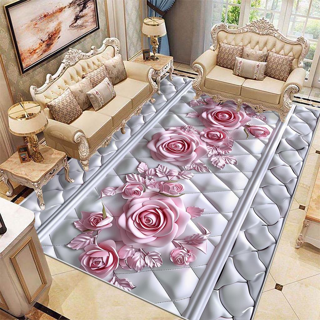 Dywan w kwiaty w stylu europejskim do salonu, pod sofę, miękkie dywaniki, luksusowy wystrój sypialni, dywanik przy łóżku, duże dywaniki do pokoju, szatni, salonu, maty podłogowe