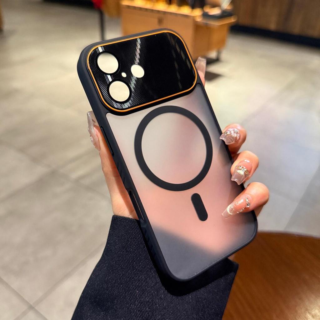 Compatible Apple 17 Pro Max Magnetic Matte Semi-Transparent iPhone Case with Large Window