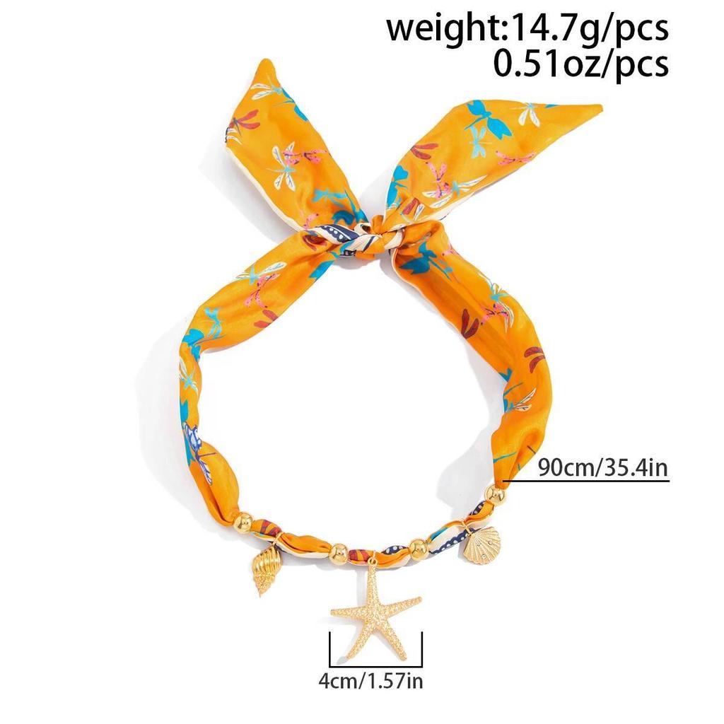 IngeSight.Z 2026 Boho Ocean Theme Ribbon Choker Necklace Starfish Flower Scallop Heart Pendant Neck Accessory Y2K Jewelry Lady