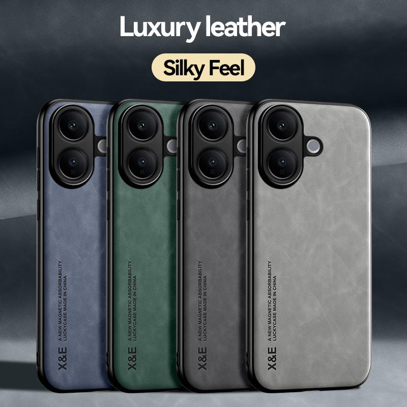 KEYSION Luxury Retro PU Leather Phone Case for VIVO V60 Lite 5G Soft Silicone+PC Shockproof Phone Back Cover for VIVO V60 Lite