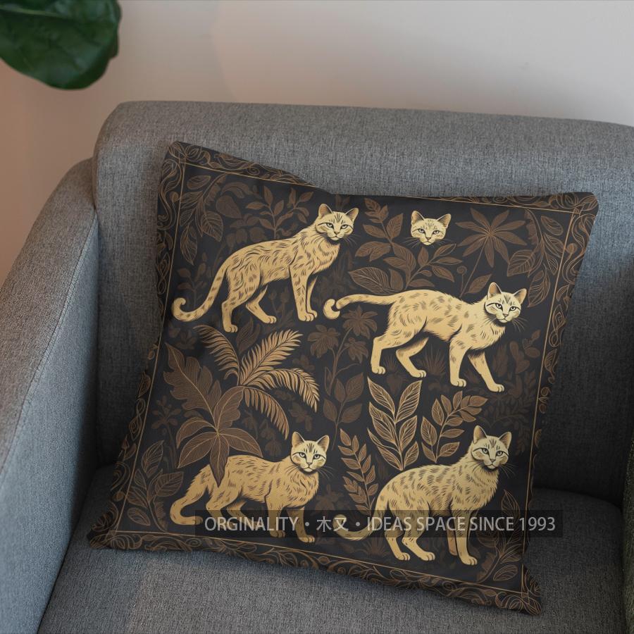 2D Tropical Cats Pattern Decorative Pillow Cover Pattern Cushion Cover Suitable For Sofa Bedroom Car Pillow Cover
