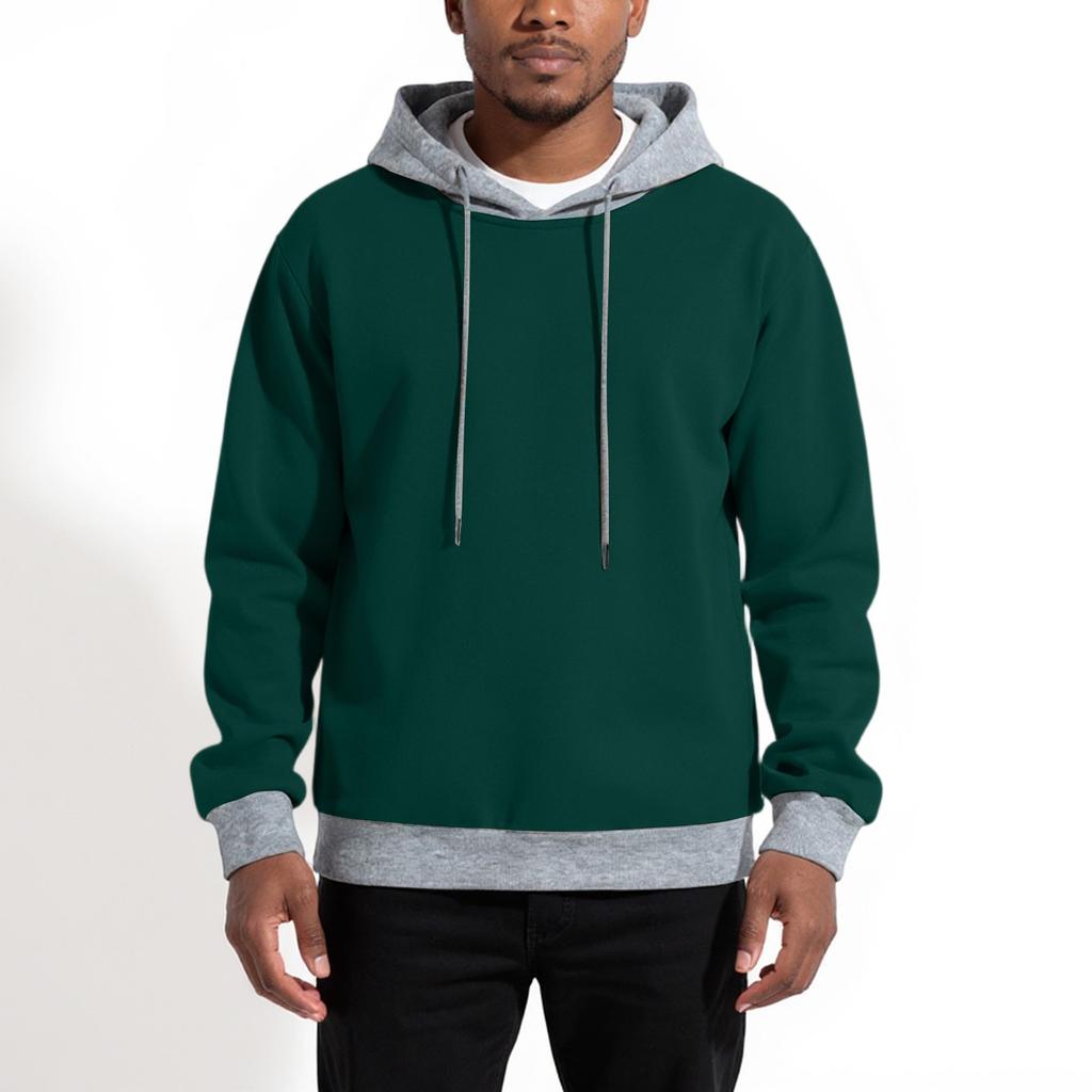 Men's Hooded Sweatshirt, Contrasting Color Sweatshirt, Sports   Casual Jacket