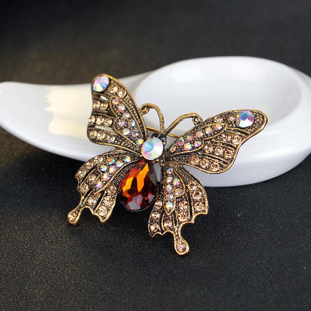 Women Retro Butterfly Alloy Brooch All-match Breastpin Wedding Party Jewelry