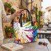 Colorful Parrot Print Canvas Tote Bag Large Capacity Casual Shoulder Bag for Daily Shopping Travel Portable Reusable Handbag