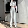 Women's High Waist Wide Leg White Suit Pants - Spring/Autumn Thin Style, Straight Loose Fit with Elegant Drape, Trendy and Versatile.