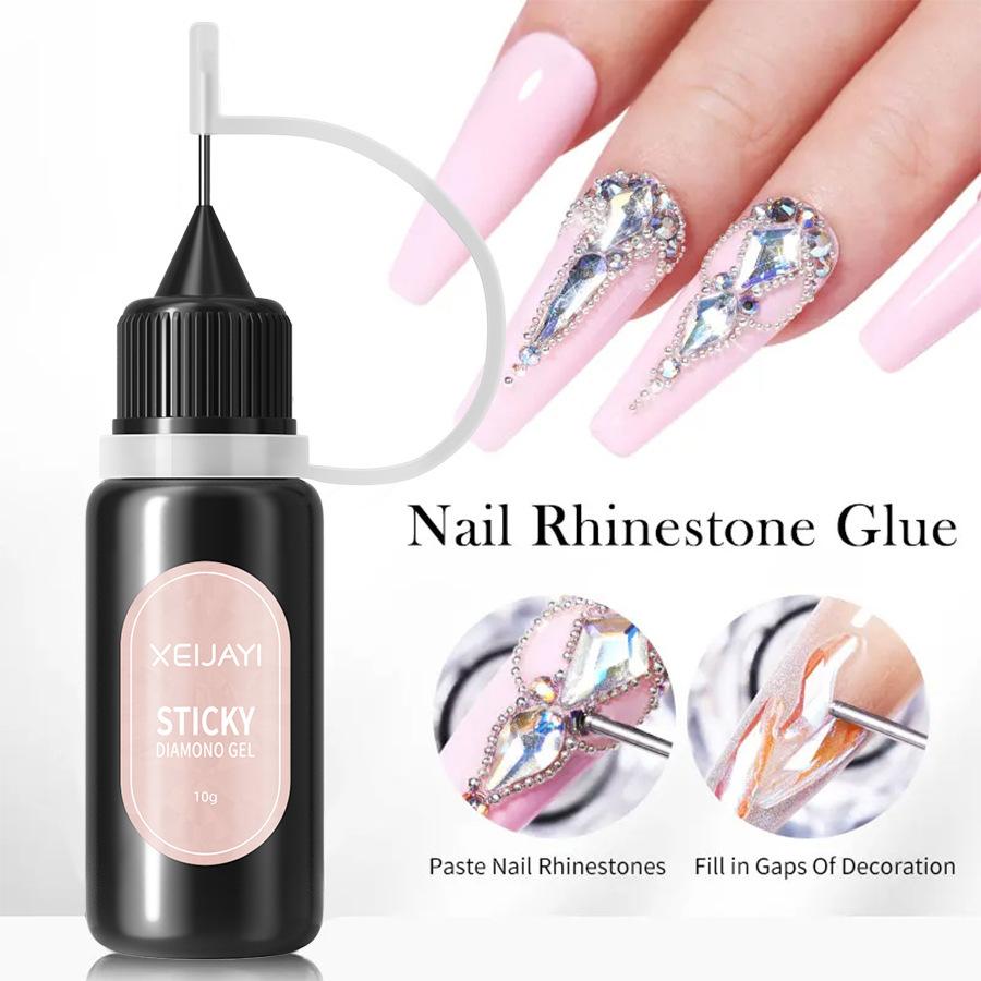 No Wipe Rhinestone Charm Adhesive Gap Nail Glue Filler Sealant UV/LED Cured Long-Lasting Nail Art Tool DIY & Salon Professional Use