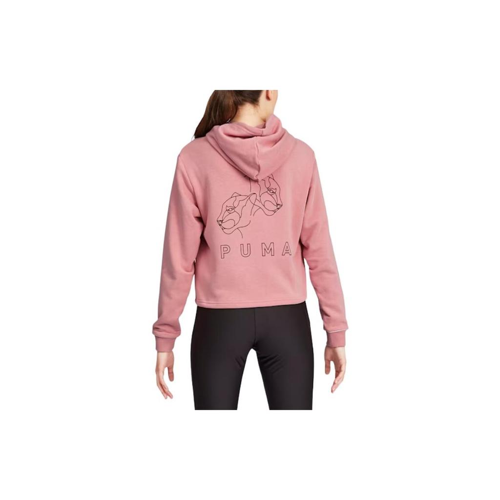 Puma Style Cat Cropped Hoodie Women Tops Bridal-Pink 587162-14