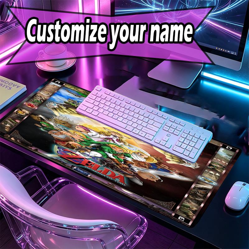 Custom Name Personalized The Legend of Zelda Pattern Mousepad, Laptop PC Desk Mat, Decorative Desk Mat for Home Keyboard Pad Gift
