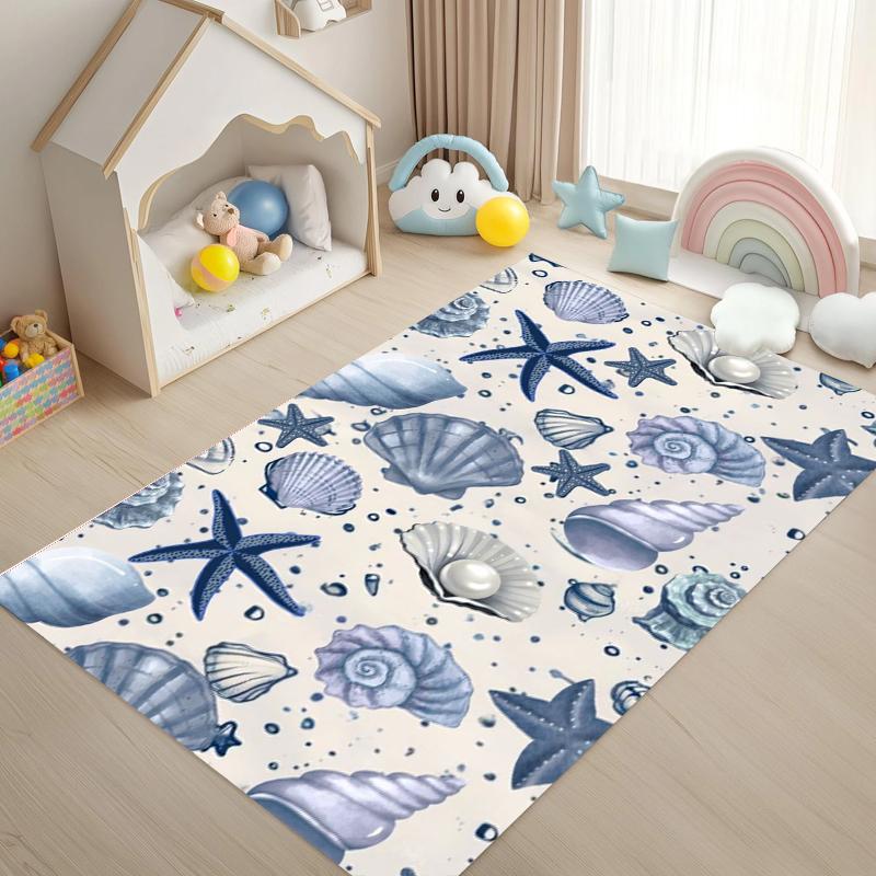 

Starfish Shell Coral Marine Organisms Pattern Carpet for Living Room Decor Bedroom Rug Sunroom Terrace Vacation Sofa Floor Mat 50X80CM