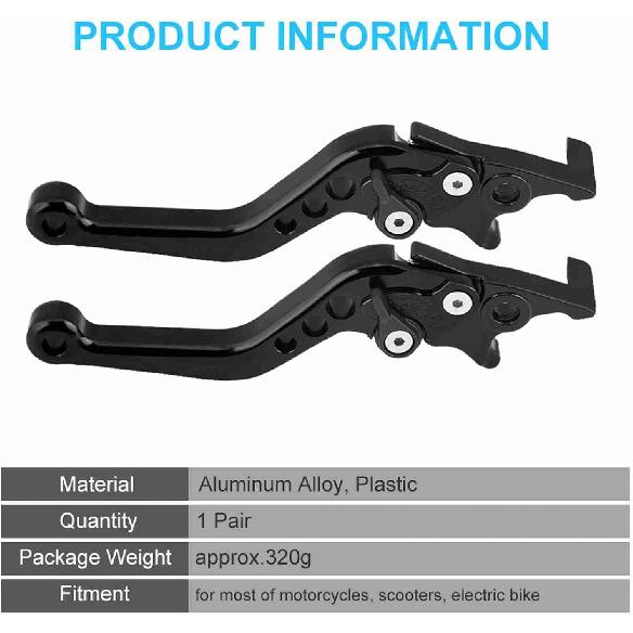 Brake Levers Motorcycle, 1 Pair Motorcycle Clutch Brake Handle Levers Universal Brake Lever Handle Double Disc for GY6 Xmaximum 400(Black)