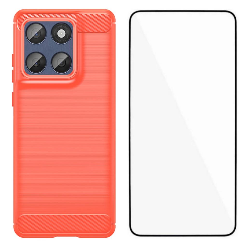 For Motorola Edge 60 Fusion 5G Case with Screen Film WANLONFENG LS Series Big Lens Hole Brushed Texture TPU Phone Cover