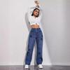 2024 Women's High-Waisted Straight-Leg Jeans - Comfortable and Casual Washed Denim for Outings