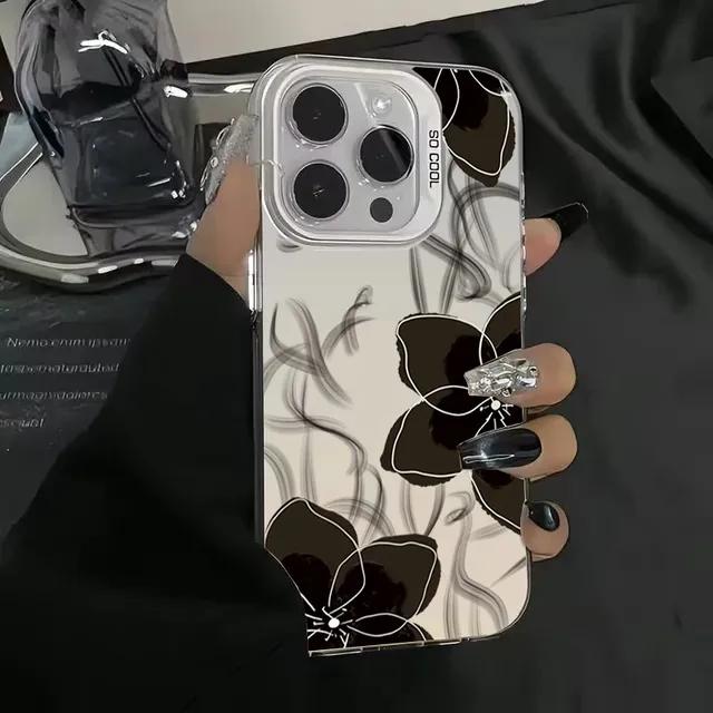 

Чехол для телефона с гальваническим покрытием серебром IMD «Цветы в полном расцвете» для iPhone 16 15 14 13 12 11 Pro Max 16E, противоударный чехол for iPhone 13. ла саль зеленый