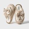 Lace bow plush slippers autumn and winter new home non-slip warm advanced sense can be worn outside thick-soled cotton slippers