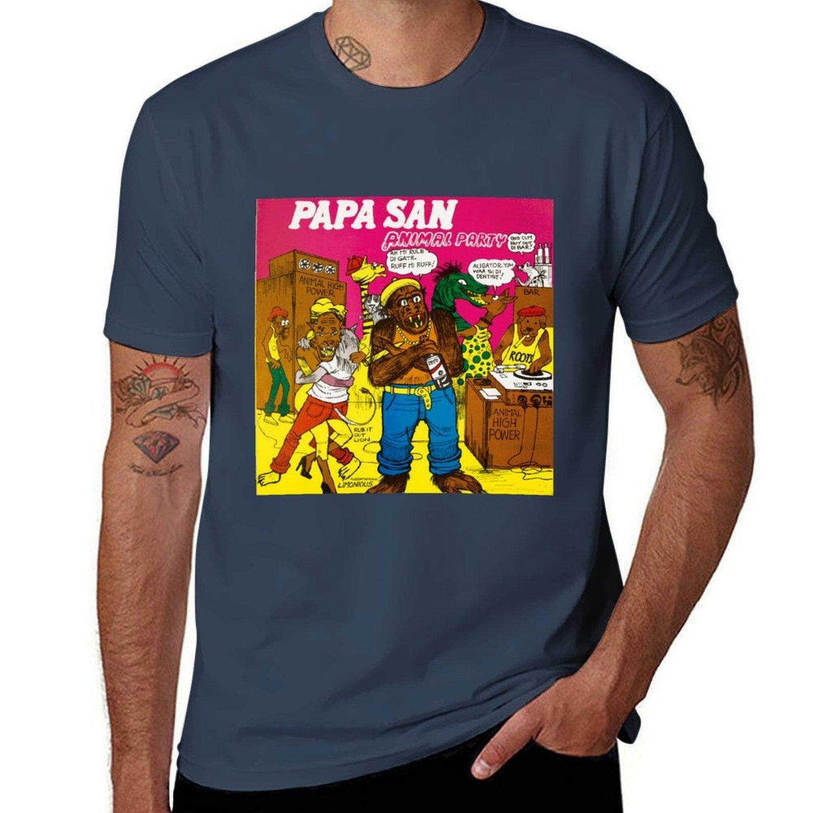 Papa San Animal Party LP Cover From Limonious Reggae Dancehall Culture ShortSleeve TShirt Quick Dry Fishing TShirt S