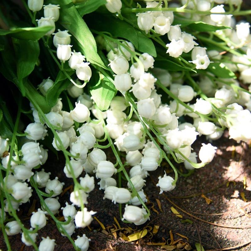 3-Fork Pure White Imitation Bell Orchid Lily Of The Valley Artificial Flowers DIY Home Table Decor Party Gifts