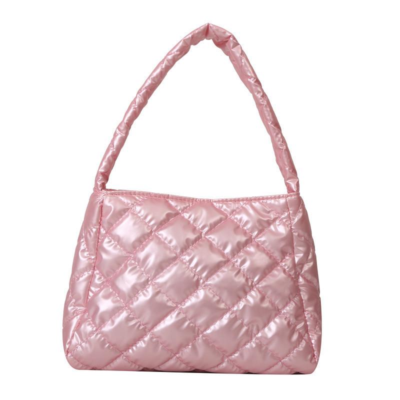 Stylish Quilted Large-capacity Handbag Trendy Geometric Tote For Winter