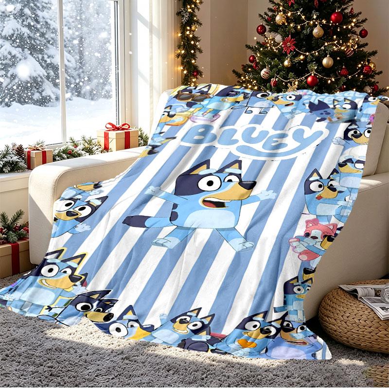 Bluey Pattern Blanket for Home Decoration, Bed, Sofa, Car Travel, Camping, Suitable for All Seasons, Birthday Christmas Gift