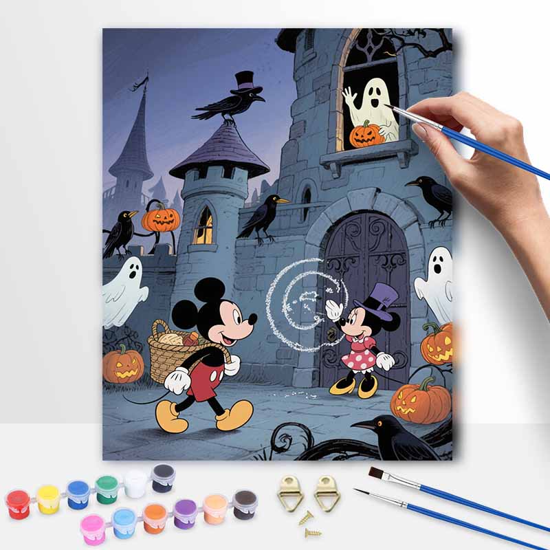 Disney Digital Oil Painting Art Painting Halloween Castle Pumpkin Ghost Handmade Diy Home Decorations