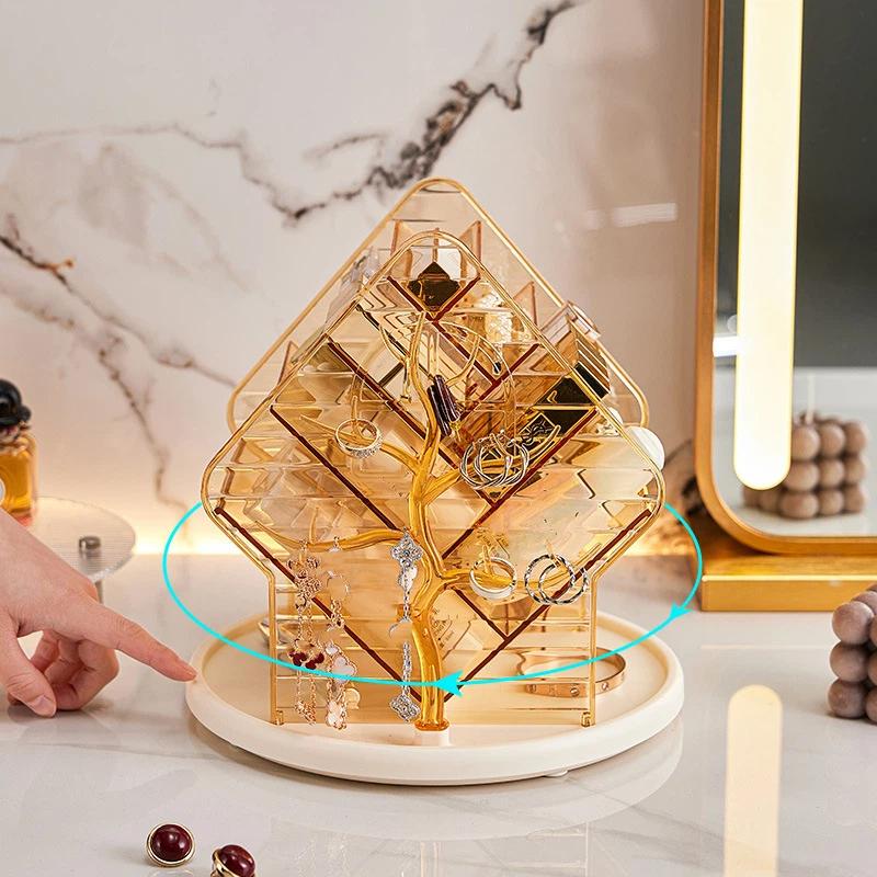 1Pcs Rotating Cosmetics Organizer Box Desktop Lipstick Makeup Storage Box Large Capacity Jewelry Makeup Brush Skincare Holder