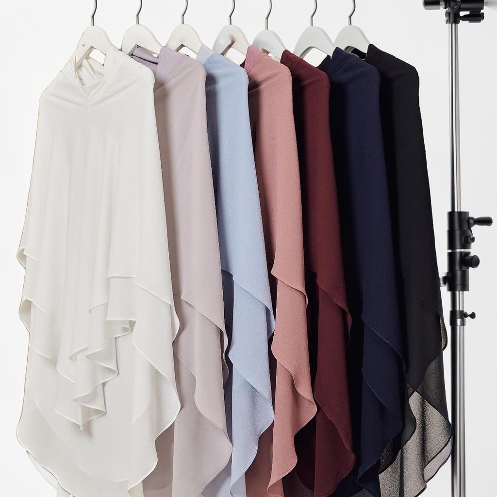 1pc Double Layered Chiffon Ready To Wear Instant Hijabs Solid Headscarf Foulard Femme Musulman Shawl Wrap Bandana