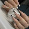 24Pcs Wine Red French Stiletto Press On Nails With 3D Bow Cherry Pearl Decor Detachable Fake Nail Tips