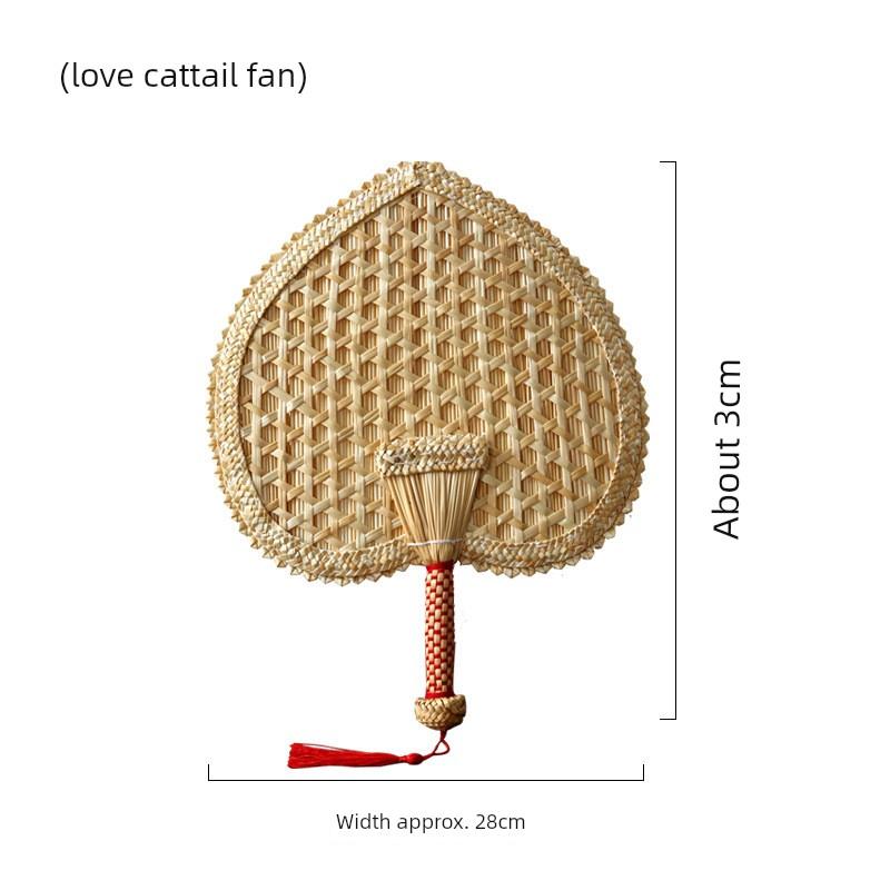 Papyrus Hand-Knitted Fan Summer National Style Chinese Fan Hand-Knitted Handheld Fan For Home Palm-Leaf Fan Old-Fashioned Fan