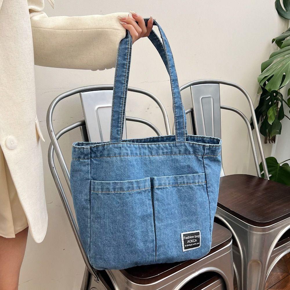 Storage Bag Denim Handbag Oxford Casual Shoulder Bag Vintage Large Capacity Tote Bag  Outdoor