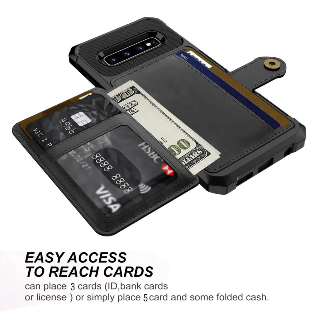 For Samsung Galaxy S20 S9 S10 Plus Note 9 Note 10 Plus Credit Card Case PU Leather Flip Wallet with Photo Holder Hard Back Cover