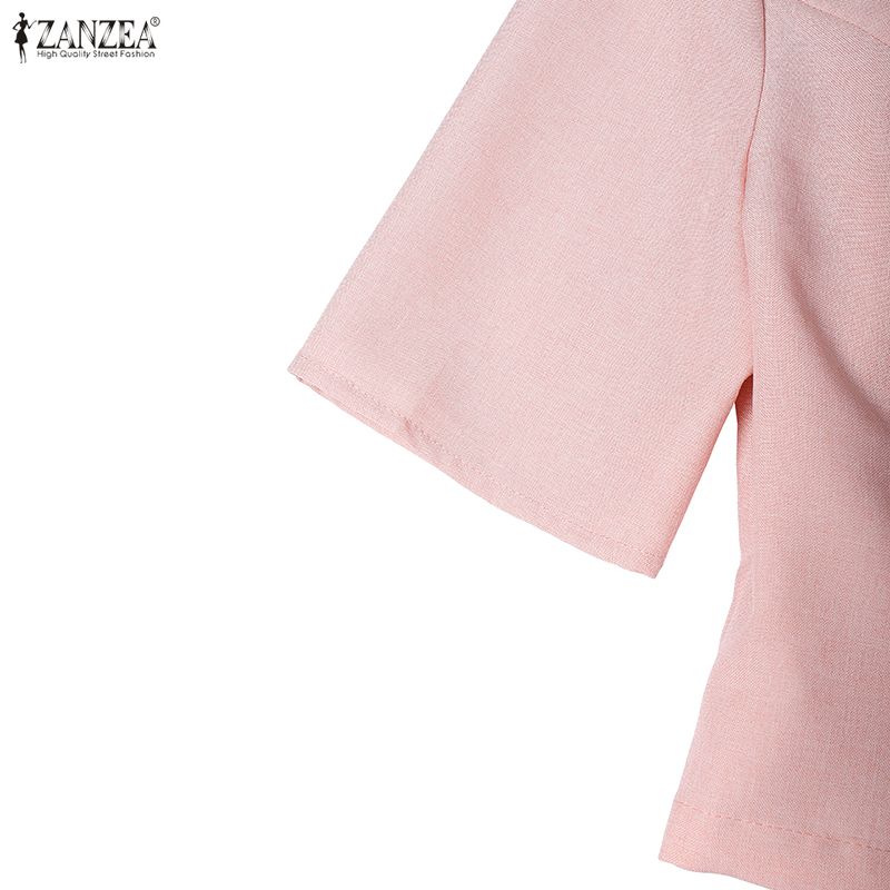 ZANZEA Completo estivo due pezzi da donna con blusa a maniche corte e gonna midi