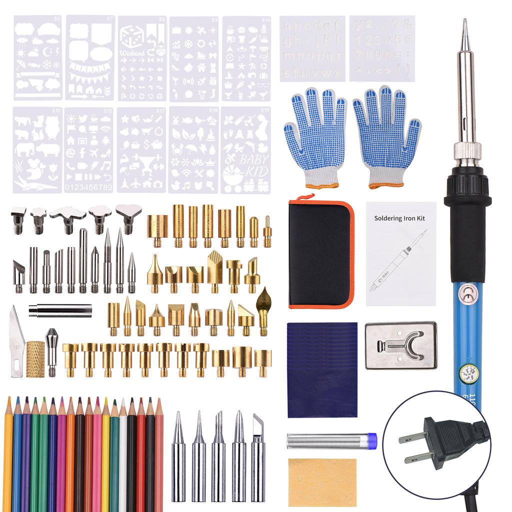 Wood Burning Kit with 105Pcs Soldering Iron Tips Multifunctional Wood   Tool   Temperature 200-450 celsius  Professional Pyrography Pen