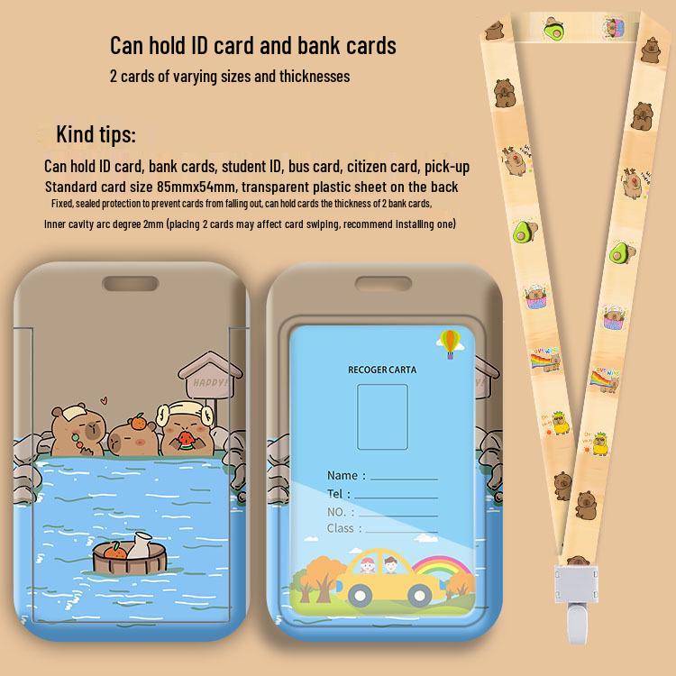 Student Cartoon Lanyard ID & Card Holder for Bus, Subway, Water, and Work Badge
