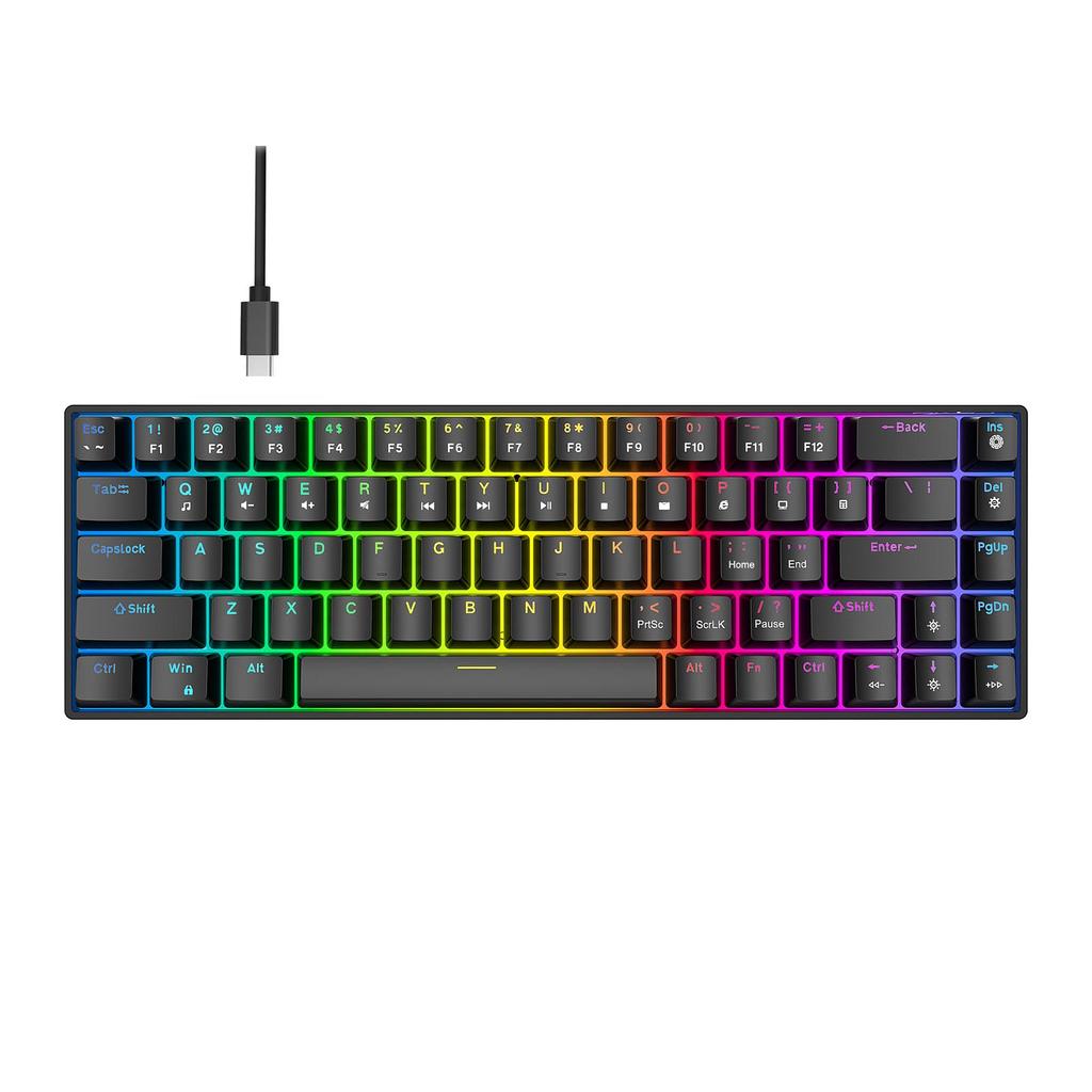68 Keys Wired Mechanical Keyboard RGB Backlit Hot-Swappable Compact Design for   Gaming