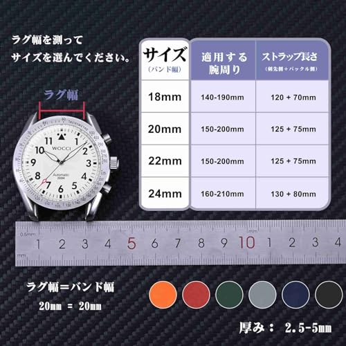 [WOCCI] Fluororubber Watch Band 20mm Silicone Watch Strap Luxury Watch Rubber Strap Quick Release Black/Silver Buckle