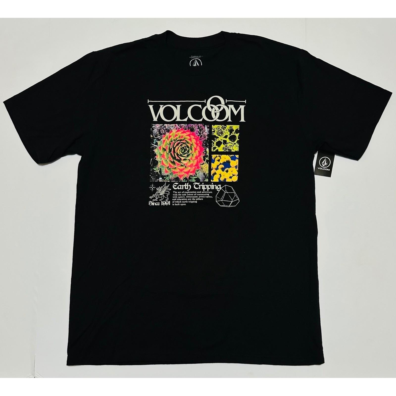 Volcom Mens Large Black Colorful Earth Tripping Succulent Graphic Shirt 2024 NWT XXXXL