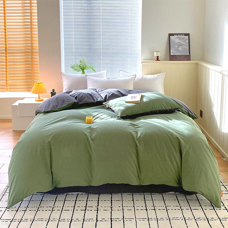Meng Zhi You Simple Two-Tone Washed Cotton 4-Piece Bedding Set 1.5m