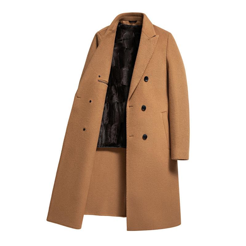 New autumn and winter men's business woolen coats, high-end young and middle-aged men's wool suit collar long coats
