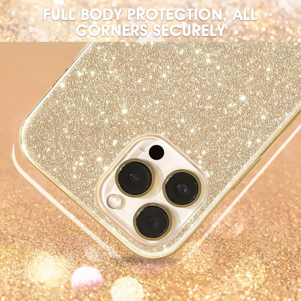 MILPROX Compatible with iPhone 14 Pro Max Case (2022), Glitter Sparkly Shiny Bling Rubber Gel Shell Cases 3 Layers Shockproof Protective Bumper Cover