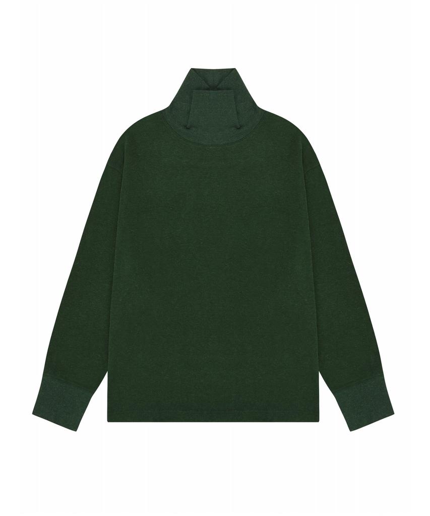 CUSTOMUS Sleeve Hem Length Variation Basic Turtleneck Pullover Cxs24Wkpoa06 Grn